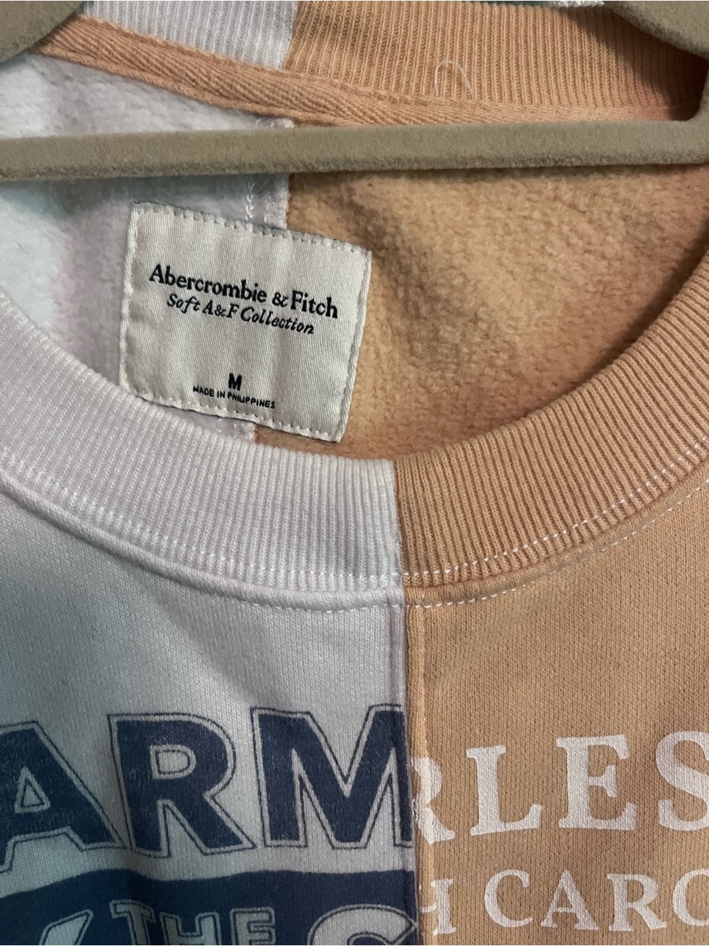 Abercrombie & Fitch Two-Tone White and orange Charleston Graphic Sweatshirt - Picture 2 of 3